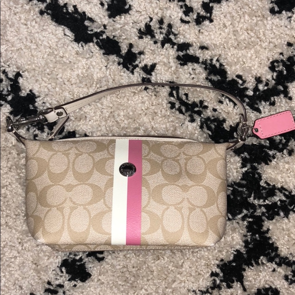 Coach mini bag with pink stripe